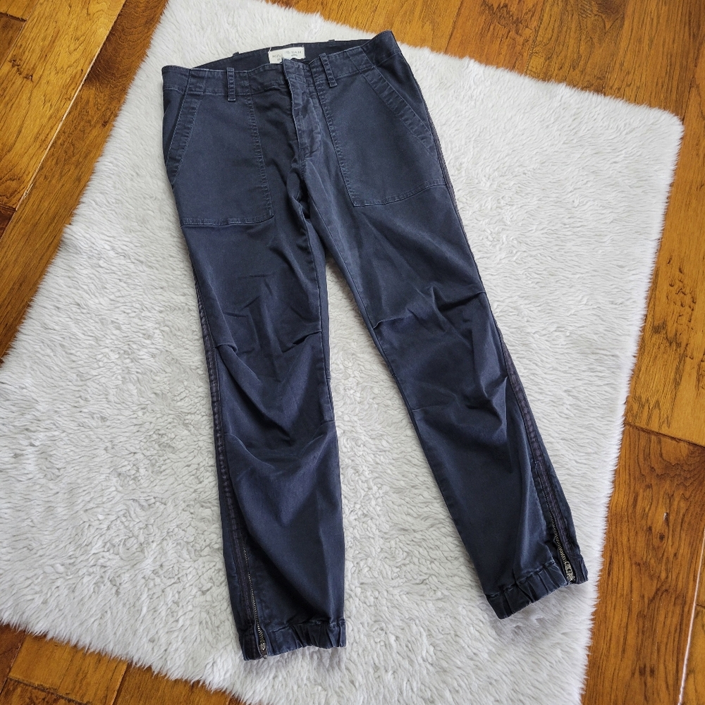 Nili Lotan Jogger Pants Women's 2 Ankle Zip Military Utility Workwear Field Blue